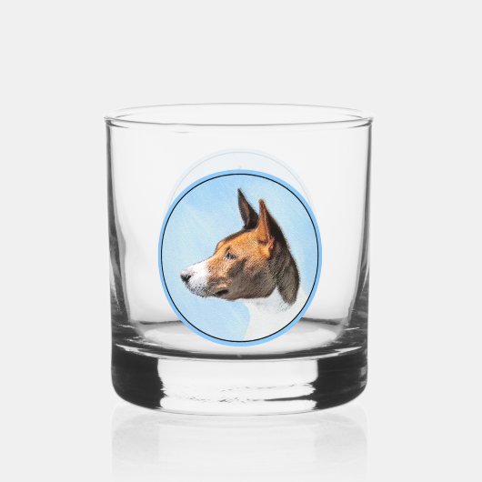 Basenji Malerei - Niedliche Originalkunst Whiskyglas (Rückseite)