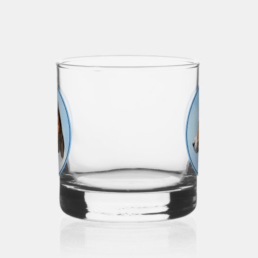 Basenji Malerei - Niedliche Originalkunst Whiskyglas (Links)