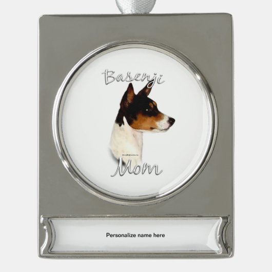 Basenji-Mama 2 Banner-Ornament Silber (Vorderseite)
