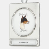 Basenji-Mama 2 Banner-Ornament Silber (Links)