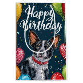 Basenji mit Balloons Geburtstag Mittlere Geschenktüte (Vorderseite)