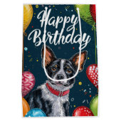 Basenji mit Balloons Geburtstag Mittlere Geschenktüte (Rückseite)