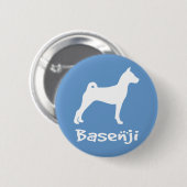 Basenji mit coolem Text (im Weiß) Button (Vorne & Hinten)