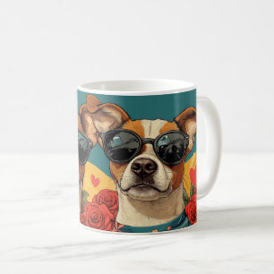 Basenji mit Herz Rosen Valentinstag Kaffeetasse