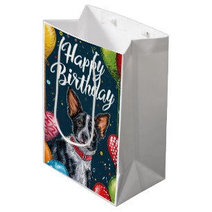 Basenji mit Luftballons Geburtstag Mittlere Geschenktüte