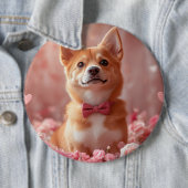 Basenji mit Rose - Valentinstag Button (Beispiel)