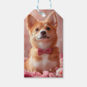 Basenji mit Rose - Valentinstag Geschenkanhänger (Vorderseite)