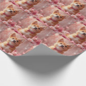 Basenji mit Rose - Valentinstag Geschenkpapier (Ecke)