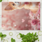 Basenji mit Rose - Valentinstag Geschirrtuch (Gefaltet)