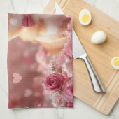 Basenji mit Rose - Valentinstag Geschirrtuch (Viertel Falte)