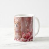 Basenji mit Rose - Valentinstag Kaffeetasse (VorderseiteRechts)