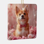 Basenji mit Rose - Valentinstag Keramikornament (Rechts)