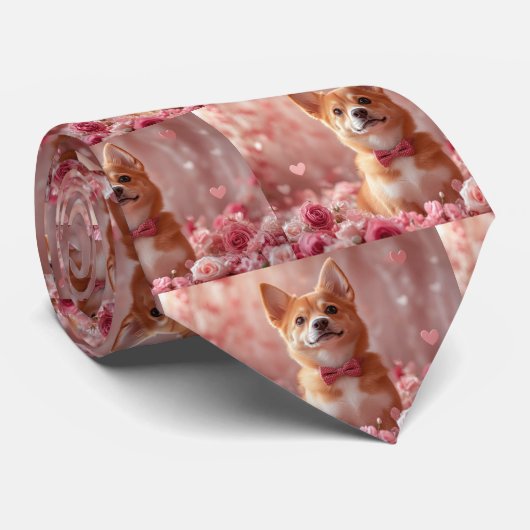 Basenji mit Rose - Valentinstag Krawatte (Gerollt)