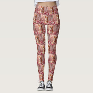 Basenji mit Rose - Valentinstag Leggings
