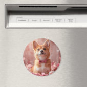 Basenji mit Rose - Valentinstag Magnet (In Situ (Geschirrspüler))