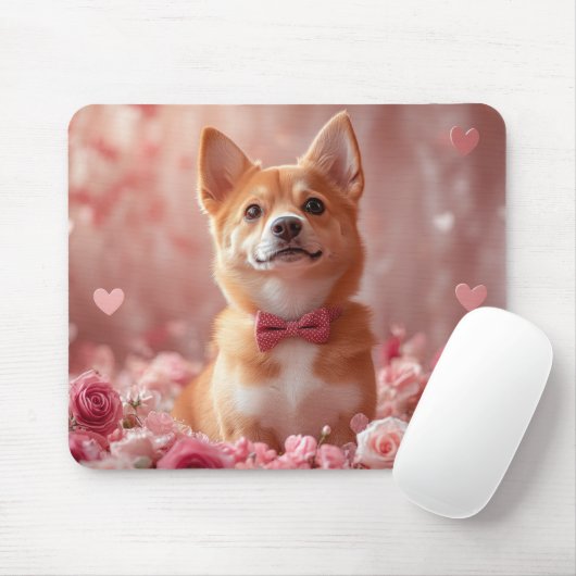 Basenji mit Rose - Valentinstag Mousepad (Mit Mouse)