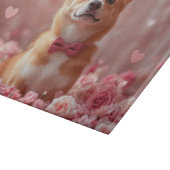 Basenji mit Rose - Valentinstag Schneidebrett (Ecke)