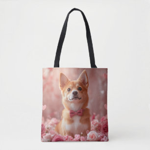 Basenji mit Rose - Valentinstag Tasche