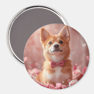 Basenji mit Rosen - Valentinstag Magnet