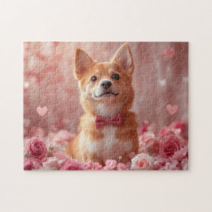 Basenji mit Rosen - Valentinstag Puzzle