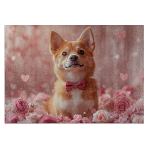 Basenji mit Rosen - Valentinstag Schneidebrett