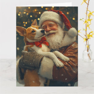Basenji mit Santa Claus Festive Weihnachten Karte