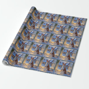 Basenji mit Weihnachtslichtern Urlaub Geschenkpapier