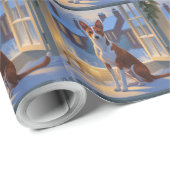 Basenji mit Weihnachtslichtern Urlaub Geschenkpapier (Rolleneckpunkt)