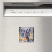 Basenji mit Weihnachtslichtern Urlaub Magnet (In Situ (Geschirrspüler))