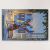 Basenji mit Weihnachtslichtern Urlaub Puzzle (Horizontal)