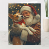 Basenji mit Weihnachtsmann Weihnachten Karte (Vorderseite)