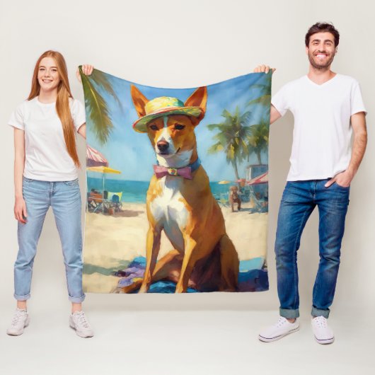 Basenji on Beach, Sommergeschenk für Hundefreunde Fleecedecke (Beispiel)
