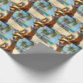 Basenji on Beach, Sommergeschenk für Hundefreunde Geschenkpapier (Ecke)