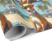Basenji on Beach, Sommergeschenk für Hundefreunde Geschenkpapier (Rolleneckpunkt)