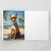 Basenji on Beach, Sommergeschenk für Hundefreunde Karte (Innenseite)