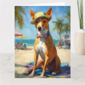 Basenji on Beach, Sommergeschenk für Hundefreunde Karte (Vorderseite)