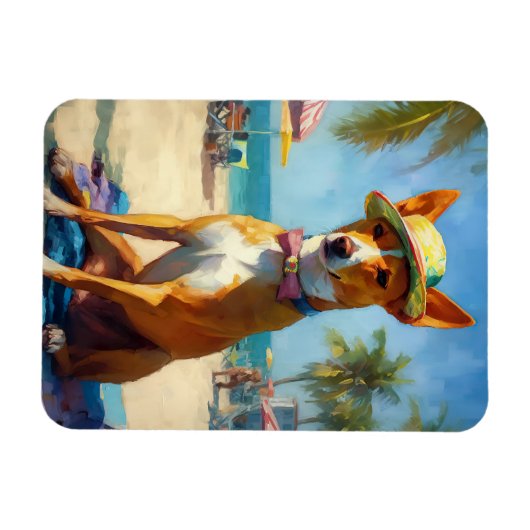 Basenji on Beach, Sommergeschenk für Hundefreunde Magnet (Horizontal)