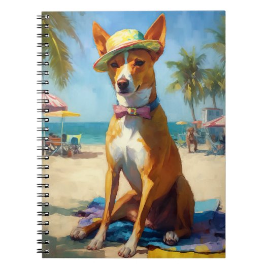 Basenji on Beach, Sommergeschenk für Hundefreunde Notizblock (Vorderseite)