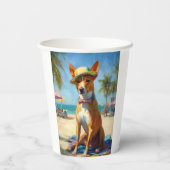 Basenji on Beach, Sommergeschenk für Hundefreunde Pappbecher (Rückseite)