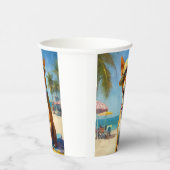 Basenji on Beach, Sommergeschenk für Hundefreunde Pappbecher (Rechts)