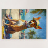 Basenji on Beach, Sommergeschenk für Hundefreunde Puzzle (Horizontal)