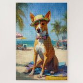 Basenji on Beach, Sommergeschenk für Hundefreunde Puzzle (Vertikal)