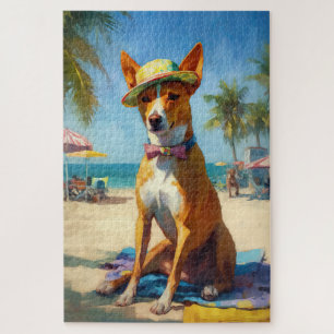 Basenji on Beach, Sommergeschenk für Hundefreunde Puzzle
