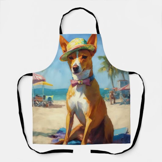 Basenji on Beach, Sommergeschenk für Hundefreunde Schürze (Vorderseite)