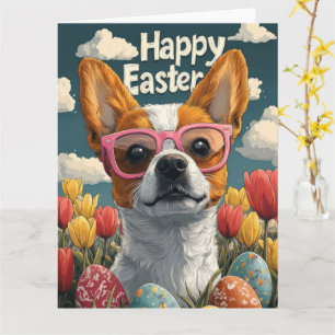 Basenji-Osterhasen-Eier Karte