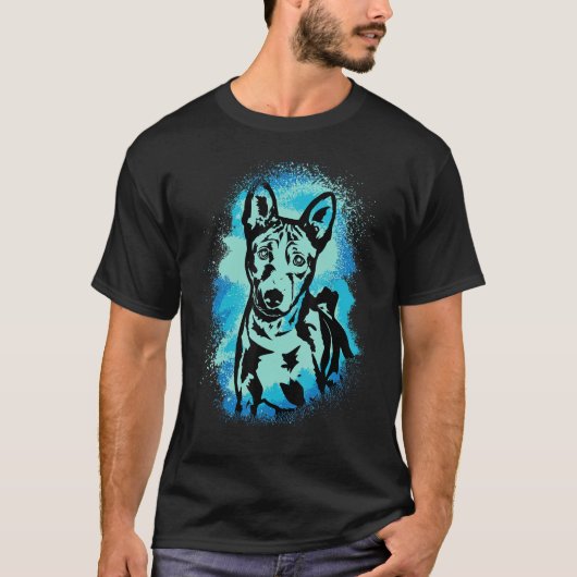 Basenji Paint Blue Design Dog Mom Dad T-Shirt (Vorderseite)