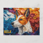 Basenji Paper Quilling Art Dog Portrait Postkarte (Vorderseite)