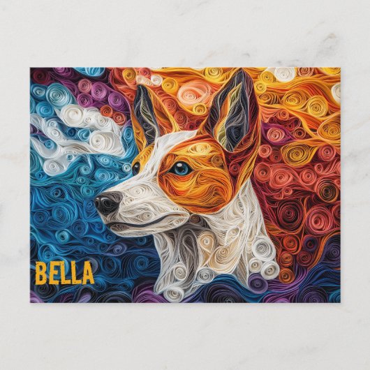 Basenji Paper Quilling Art Dog Portrait Postkarte (Vorderseite)