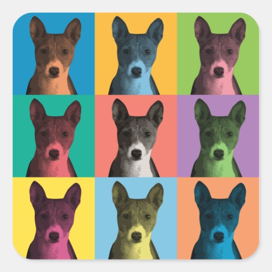 Basenji Pop-Art Stickers (Vorderseite)
