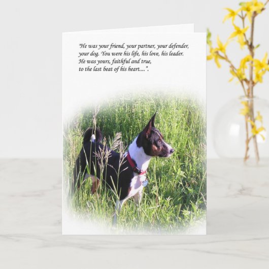 Basenji Rainbow Bridge-Karte Karte (Gelbe Blume)